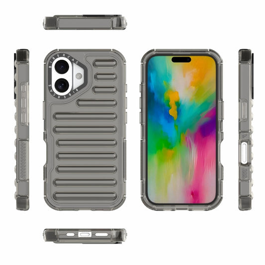 For iPhone 16 Plus High Transparency TPU Hybrid PC Airbag Phone Case(Transparent Black) by buy2fix