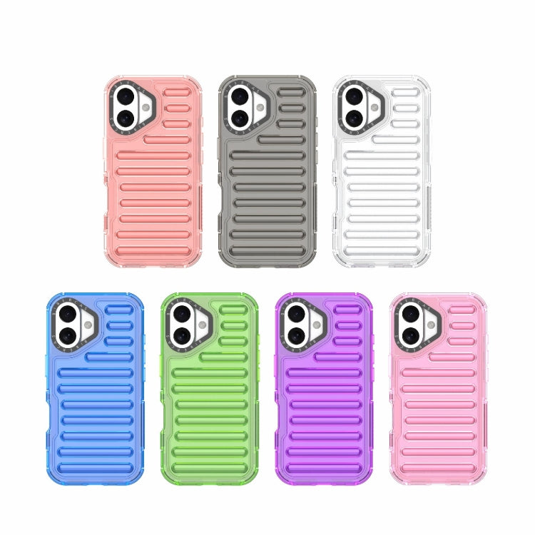 For iPhone 16 High Transparency TPU Hybrid PC Airbag Phone Case(Pink) by buy2fix