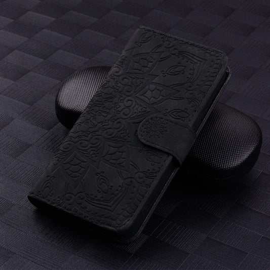 For Google Pixel 10 / 9 / 9 Pro Mandala Embossed Dual-Fold Calf Leather Phone Case(Black) by buy2fix