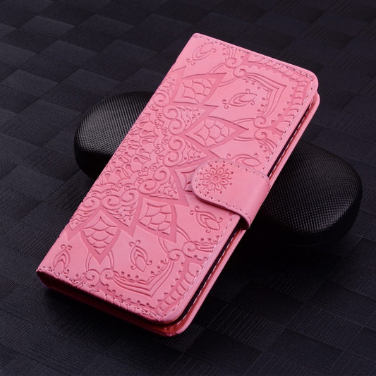 For Google Pixel 10 / 9 / 9 Pro Mandala Embossed Dual-Fold Calf Leather Phone Case(Pink) by buy2fix