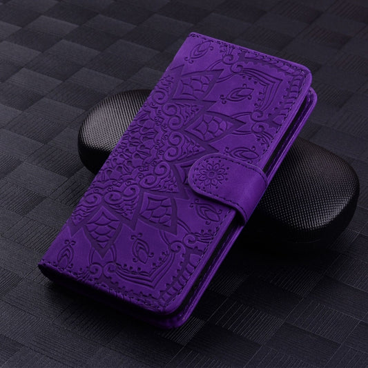 For Google Pixel 10 / 9 / 9 Pro Mandala Embossed Dual-Fold Calf Leather Phone Case(Purple) by buy2fix