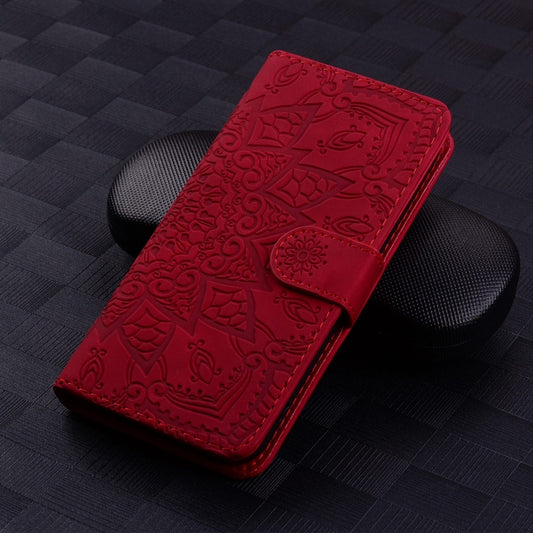 For Google Pixel 10 / 9 / 9 Pro Mandala Embossed Dual-Fold Calf Leather Phone Case(Red) by buy2fix