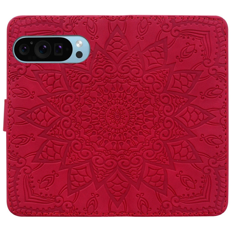 For Google Pixel 9 Pro XL / 10 Pro XL Mandala Embossed Dual-Fold Calf Leather Phone Case(Red) by buy2fix