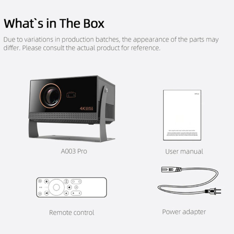 AUN A003 Pro 1920 x 1080P 350 Lumens Portable Home Theater LED HD Digital Projector, EU Plug(Grey) by AUN