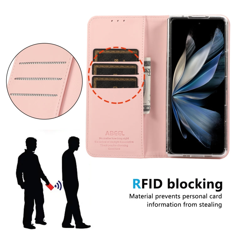 For Google Pixel 9 Pro Fold ABEEL RFID Magnetic Flip Leather Phone Case(Pink) by buy2fix