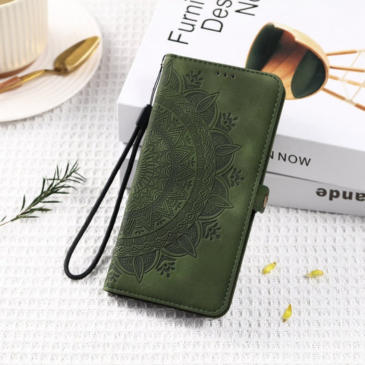 For iPhone 16 Plus Skin Feel Totem Embossed Leather Phone Case(Deep Green) by buy2fix