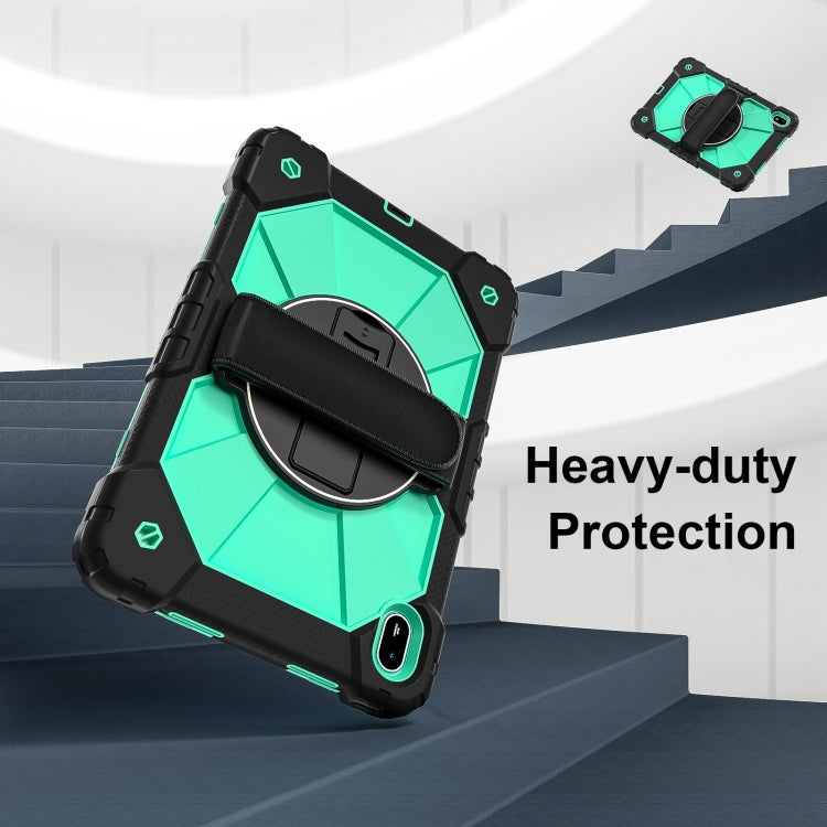 For Huawei MatePad SE 11 2024 Contrast Color Robot Silicone Hybrid PC Tablet Case(Black Mint Green) by buy2fix
