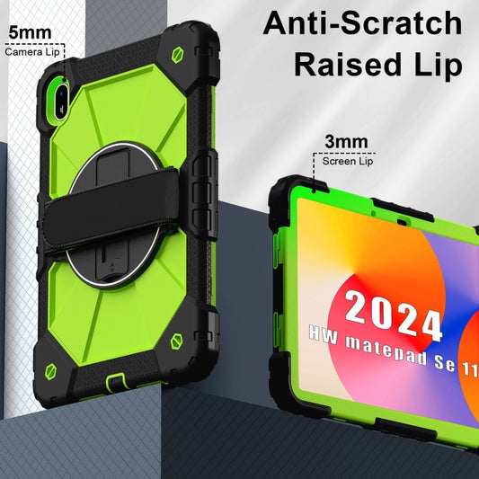 For Huawei MatePad SE 11 2024 Contrast Color Robot Silicone Hybrid PC Tablet Case(Black Yellow Green) by buy2fix