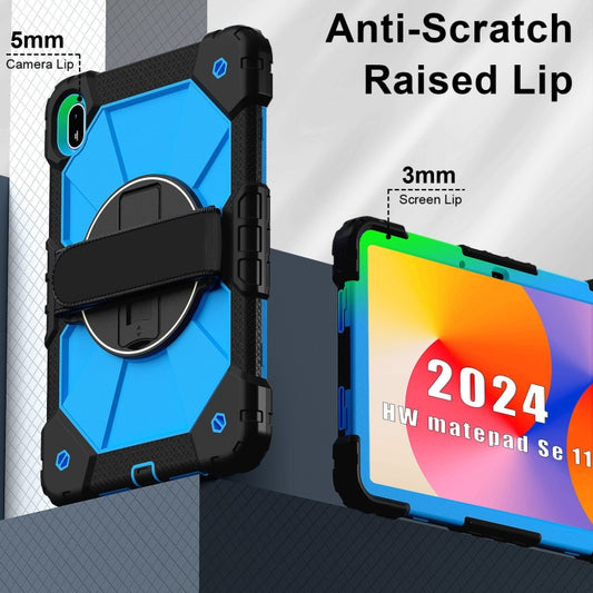For Huawei MatePad SE 11 2024 Contrast Color Robot Silicone Hybrid PC Tablet Case(Black Blue) by buy2fix