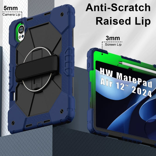 For Huawei MatePad Air 12 2024 Contrast Color Robot Silicone Hybrid PC Tablet Case(Navy Black) by buy2fix
