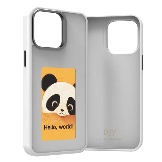 For iPhone 14 Pro Four-Color E-ink Screen NFC DIY Phone Case(White) - iPhone 14 Pro Cases by buy2fix | Online Shopping UK | buy2fix