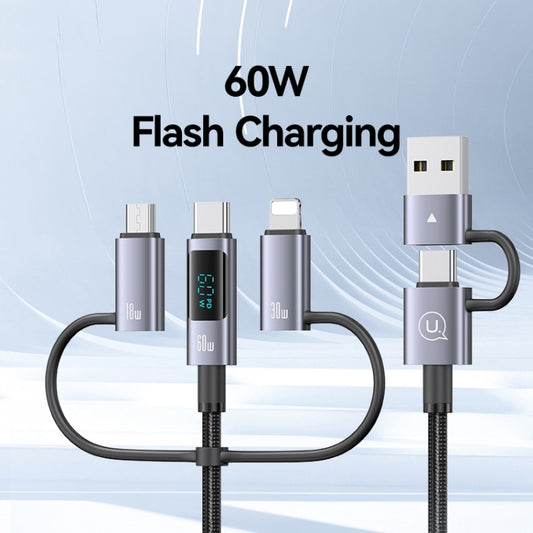 USAMS 60W 6 in 1 Digital Display Fast Charging Cable, Length:2m(Titanium Gray) by USAMS