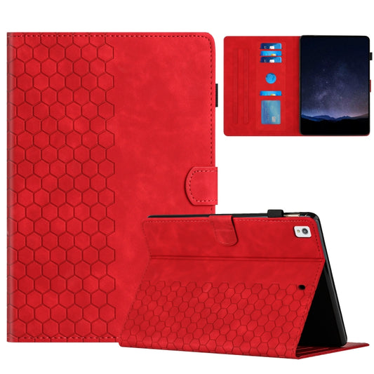 For iPad 10.2 2021 / 2020 / 10.5 2019 Honeycomb Embossed Leather Smart Tablet Case(Red) - iPad 10.2 Cases by buy2fix | Online Shopping UK | buy2fix