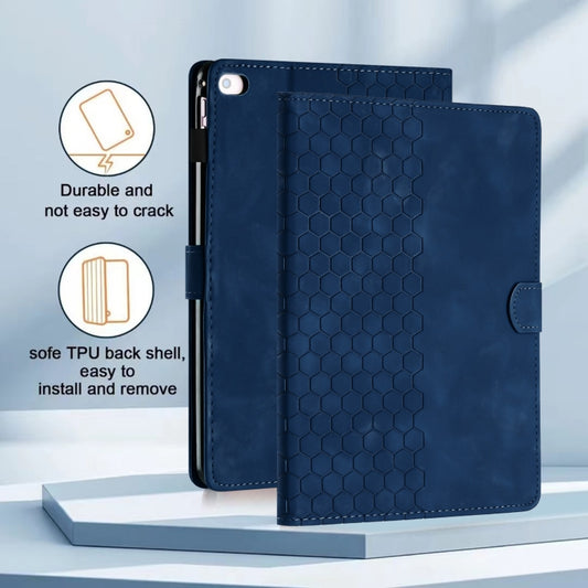 For iPad Pro 9.7 / 9.7 2018 / 2017 Honeycomb Embossed Leather Smart Tablet Case(Blue) - iPad 9.7 (2018) & (2017) Cases by buy2fix | Online Shopping UK | buy2fix