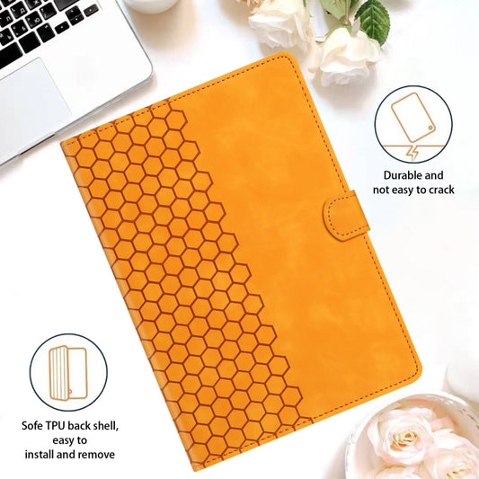 For Lenovo Tab M11 / Xiaoxin Pad 2024 Honeycomb Embossed Leather Smart Tablet Case(Yellow) by buy2fix