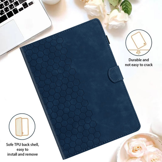 For Lenovo Tab M11 / Xiaoxin Pad 2024 Honeycomb Embossed Leather Smart Tablet Case(Blue) by buy2fix