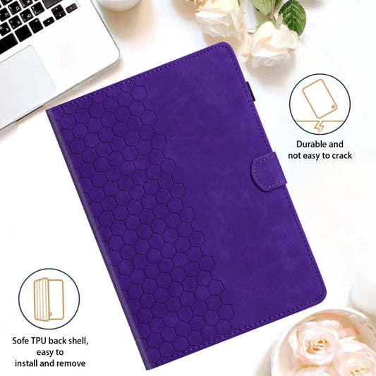 For Lenovo Tab M11 / Xiaoxin Pad 2024 Honeycomb Embossed Leather Smart Tablet Case(Purple) by buy2fix