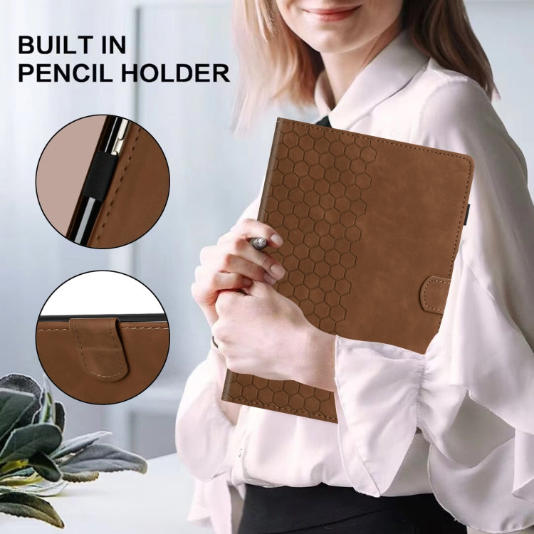 For Lenovo Tab M11 / Xiaoxin Pad 2024 Honeycomb Embossed Leather Smart Tablet Case(Brown) by buy2fix