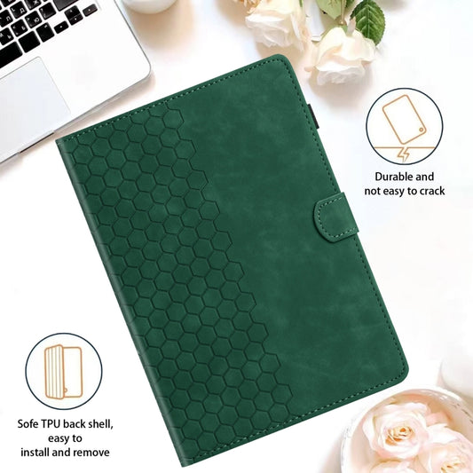 For Lenovo Tab M11 / Xiaoxin Pad 2024 Honeycomb Embossed Leather Smart Tablet Case(Green) by buy2fix