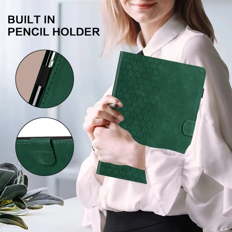 For Lenovo Tab M11 / Xiaoxin Pad 2024 Honeycomb Embossed Leather Smart Tablet Case(Green) by buy2fix