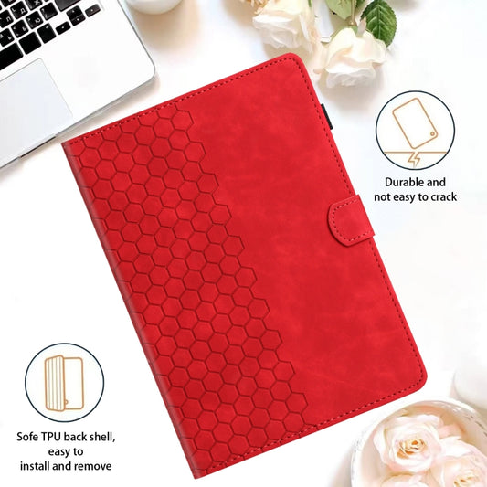 For Lenovo Tab M11 / Xiaoxin Pad 2024 Honeycomb Embossed Leather Smart Tablet Case(Red) by buy2fix