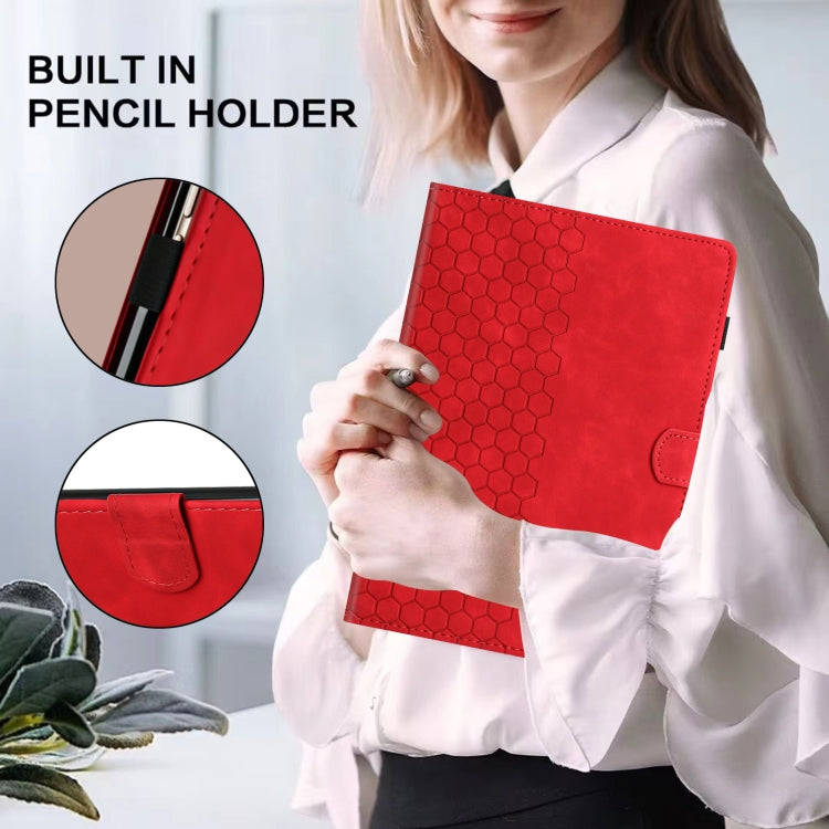 For Lenovo Tab M11 / Xiaoxin Pad 2024 Honeycomb Embossed Leather Smart Tablet Case(Red) by buy2fix