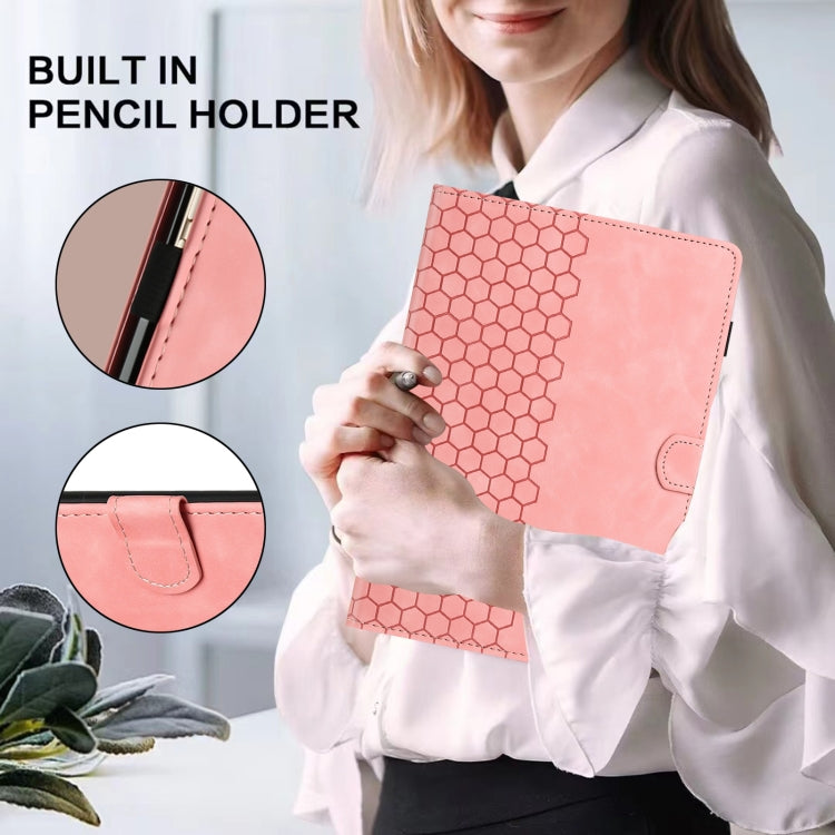 For Lenovo Tab M11 / Xiaoxin Pad 2024 Honeycomb Embossed Leather Smart Tablet Case(Pink) by buy2fix