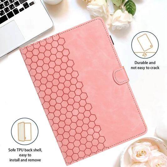 For Samsung Galaxy Tab A11 / A9 Honeycomb Embossed Leather Smart Tablet Case(Pink) by buy2fix