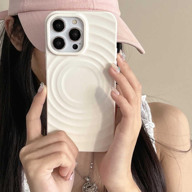 For iPhone 16 Pro Max Frosted Wave Texture MagSafe Magnetic TPU Phone Case(White) by buy2fix