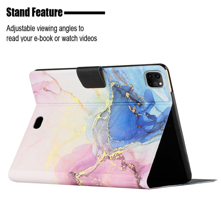 For iPad Pro 11 2025 / 2024 Marble Pattern Leather Smart Tablet Case(Pink Blue) by buy2fix