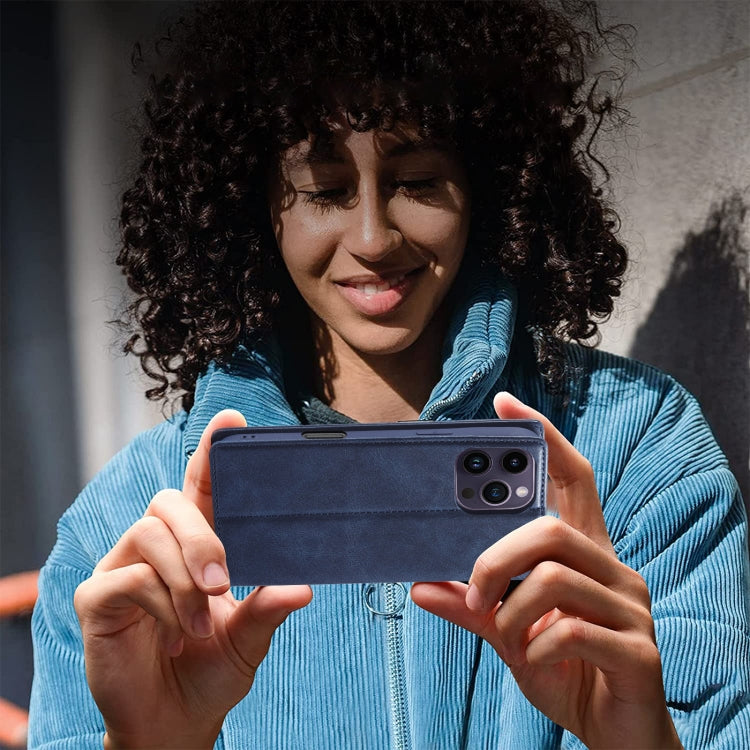 For iPhone 16 Pro Max LC.IMEEKE RFID Anti-theft Leather Phone Case(Blue) by LC.IMEEKE