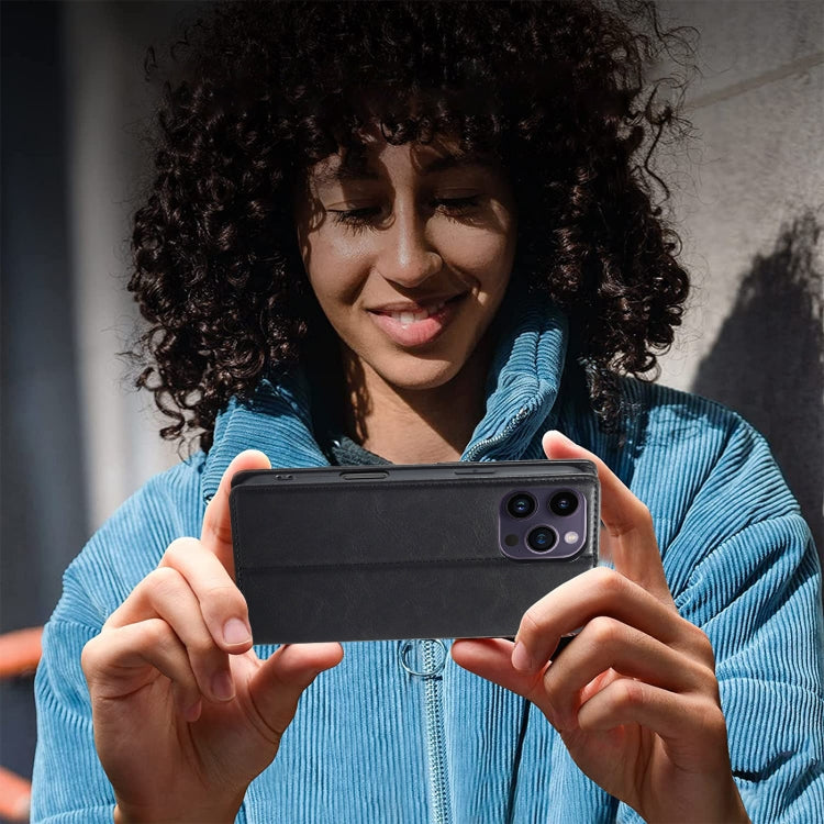 For iPhone 16 Pro LC.IMEEKE RFID Anti-theft Leather Phone Case(Black) by LC.IMEEKE