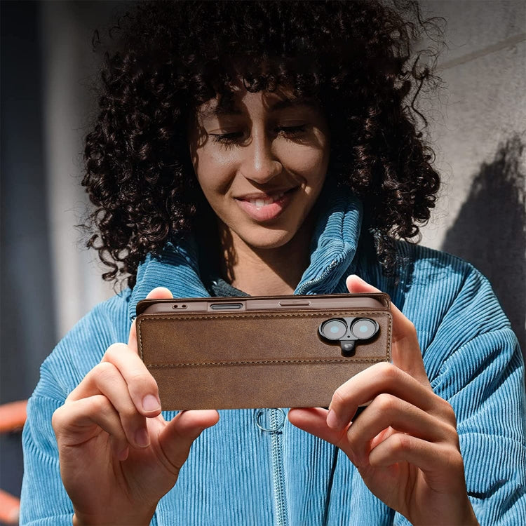 For iPhone 16 LC.IMEEKE RFID Anti-theft Leather Phone Case(Brown) by LC.IMEEKE