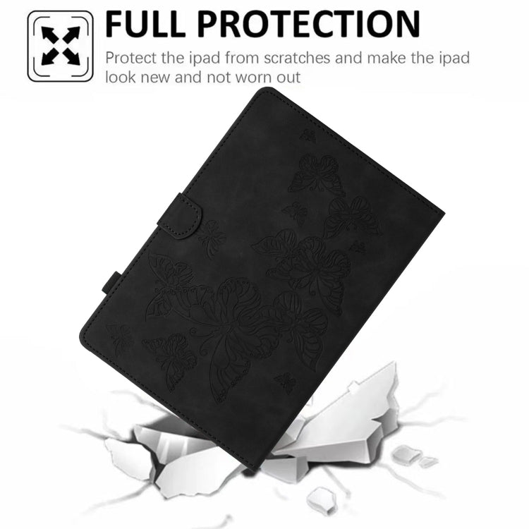 For iPad Pro 11 2025 / 2024 Butterflies Embossed Leather Smart Tablet Case(Black) by buy2fix