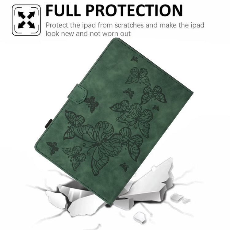For iPad Pro 11 2025 / 2024 Butterflies Embossed Leather Smart Tablet Case(Green) by buy2fix