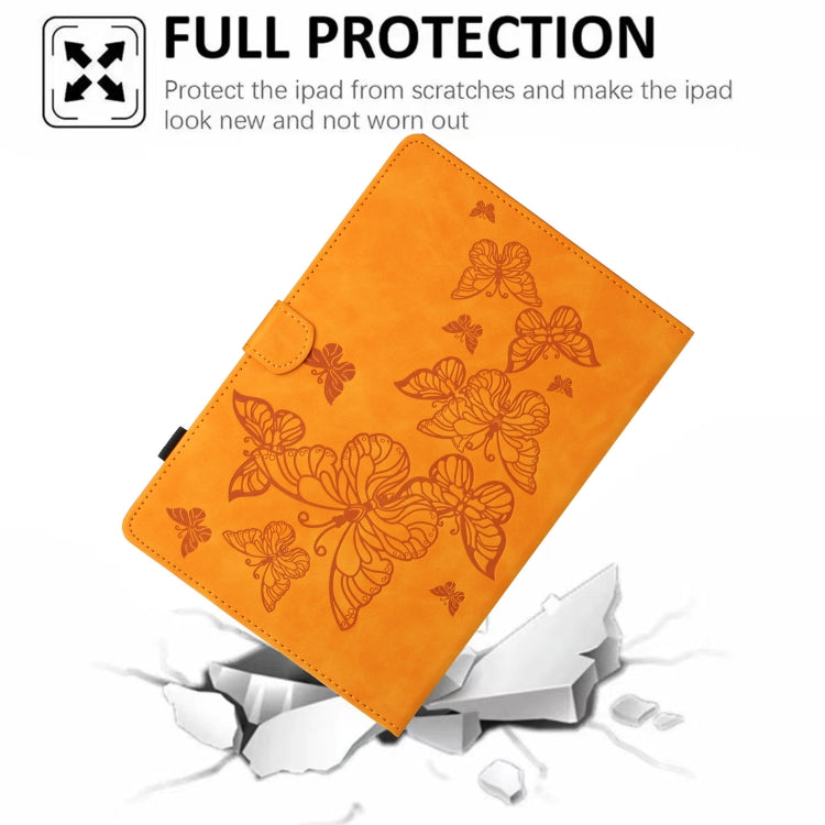 For iPad Pro 11 2025 / 2024 Butterflies Embossed Leather Smart Tablet Case(Yellow) by buy2fix