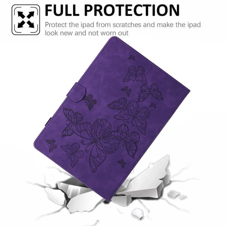 For iPad Pro 11 2025 / 2024 Butterflies Embossed Leather Smart Tablet Case(Purple) by buy2fix