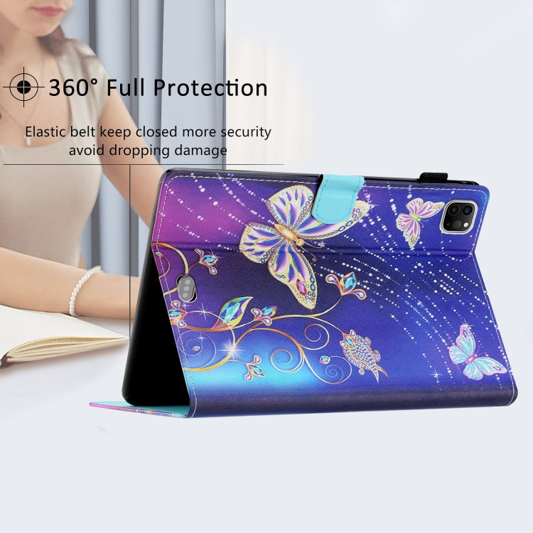 For iPad Pro 11 2025 / 2024 Coloured Drawing Stitching Smart Leather Tablet Case(Butterfly) by buy2fix