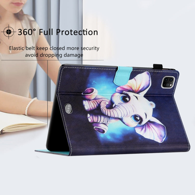 For iPad Pro 11 2025 / 2024 Coloured Drawing Stitching Smart Leather Tablet Case(Elephant) by buy2fix