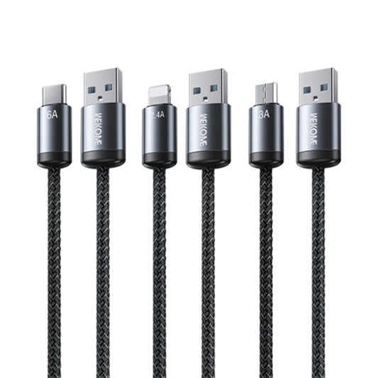 WK WDC-32i Raython Gen2 1m 2.4A USB to 8 Pin Fast Charging Data Cable(Black) by WK