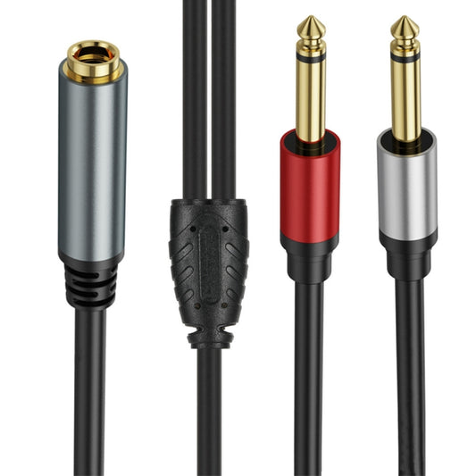 1m 6.35mm TRS Stereo Female to 2 x 6.35mm TS Male Mono Audio Adapter Cable(Black) by buy2fix