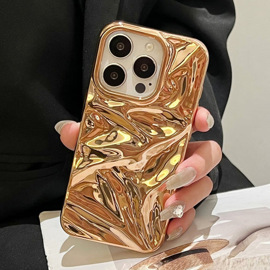 For iPhone 16 Pro Max Water Ripple Electroplating Paint TPU Phone Case(Bright Gold) by buy2fix