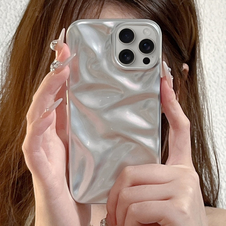 For iPhone 16 Pro Max Water Ripple Electroplating Paint TPU Phone Case(Silver) by buy2fix