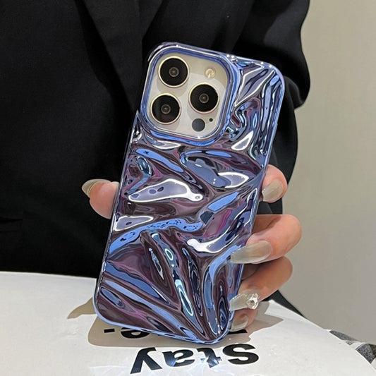 For iPhone 16 Pro Water Ripple Electroplating Paint TPU Phone Case(Dark Blue) by buy2fix