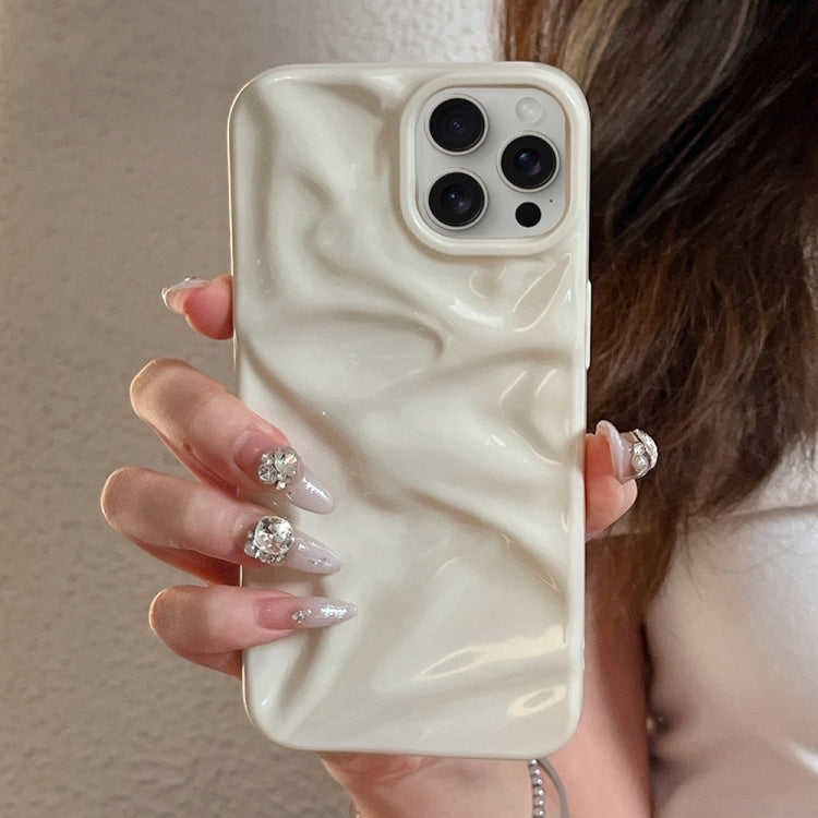 For iPhone 16 Pro Water Ripple Electroplating Paint TPU Phone Case(Milky White) by buy2fix