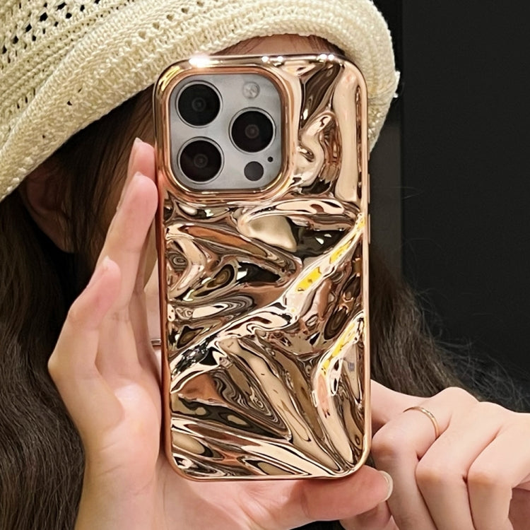 For iPhone 16 Water Ripple Electroplating Paint TPU Phone Case(Bright Gold) by buy2fix