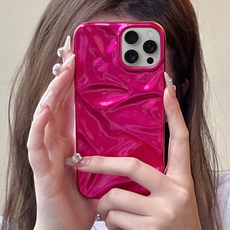 For iPhone 16 Water Ripple Electroplating Paint TPU Phone Case(Rose Red) by buy2fix