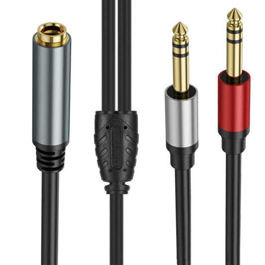 5m Gold Plated 6.35mm Female to 2 x 6.35mm Male Stereo Audio Adapter Y Splitter Cable(Black) by buy2fix