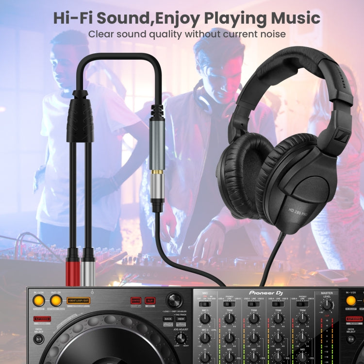 0.3m Gold Plated 3.5mm TRS Female to 2 x 6.35mm TS Male Mono Y Splitter Adapter Audio Cable(Black) - Video & Audio Cable by buy2fix | Online Shopping UK | buy2fix