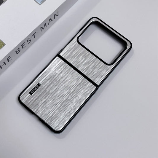 For Motorola Moto Razr 50 2024 PC Hybrid Aluminum Alloy Brushed Shockproof Phone Case(Silver) by buy2fix